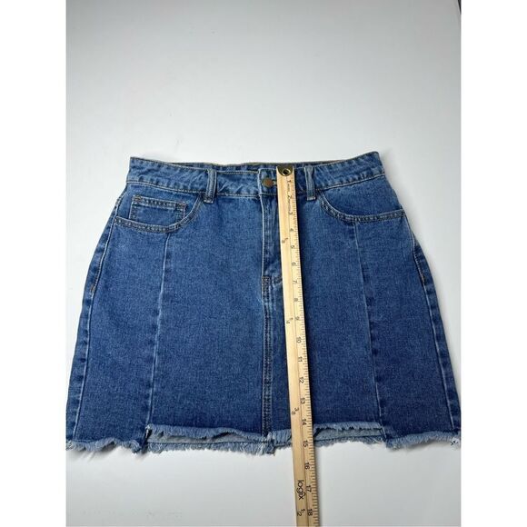 NWT Forever 21 Women's Blue Jean Denim Cut Off Skirt Size L - Picture 3 of 7